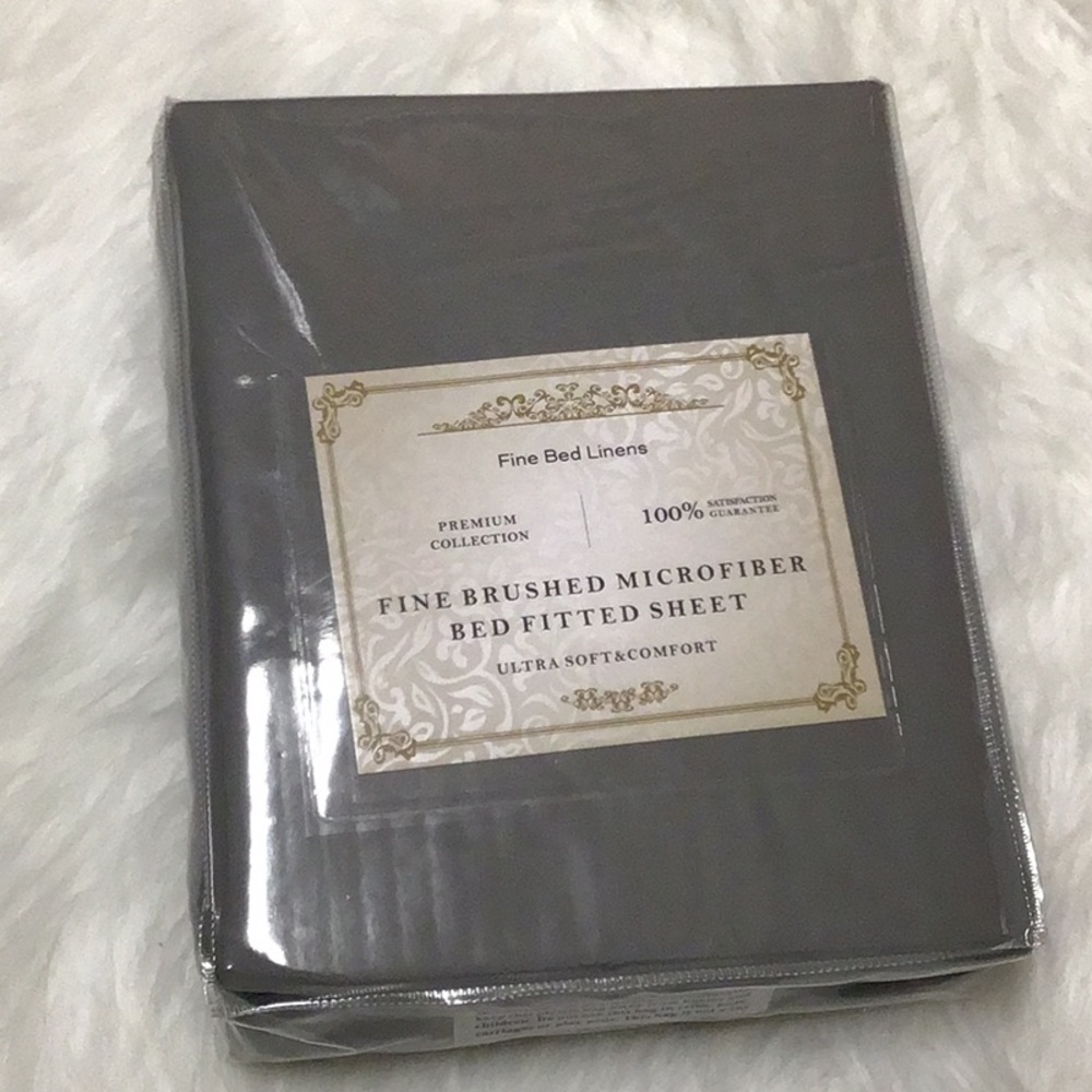 Fine Bed Linens Fitted Sheet Twin Size Gray